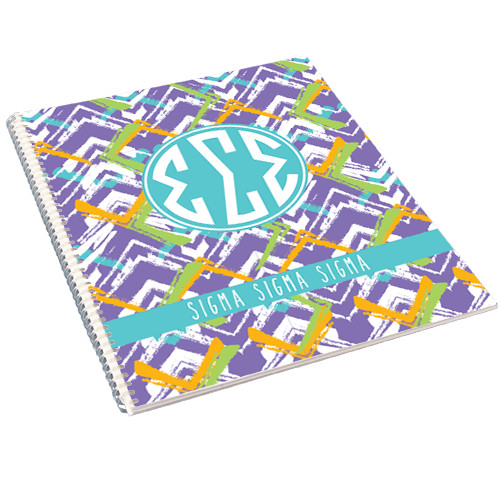 College Spiral Notebook w/Clear Coil-Tricolor Chalk Pattern