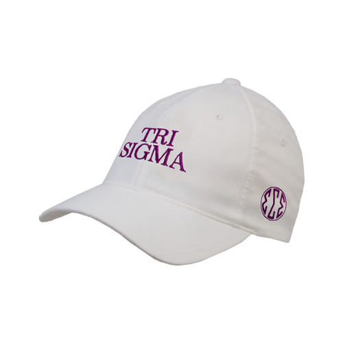 White Flexfit Structured Low Profile Hat-Tri Sigma Stacked - Official