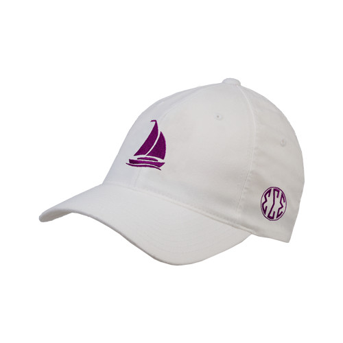 White Flexfit Structured Low Profile Hat-Sailboat