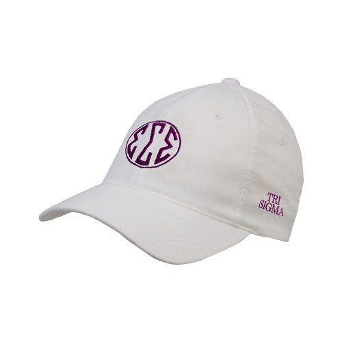 White Flexfit Structured Low Profile Hat-Monogram in Circle