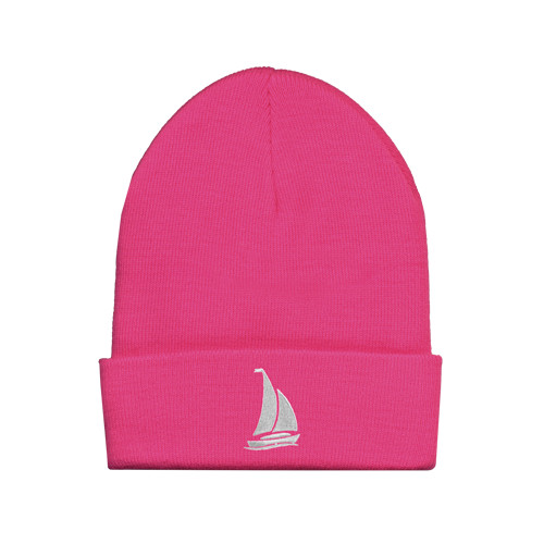 Fleece Lined Neon Pink Knit Beanie-Sailboat