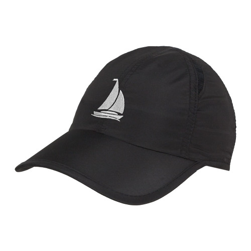 Womens Black Performance Cap-Sailboat