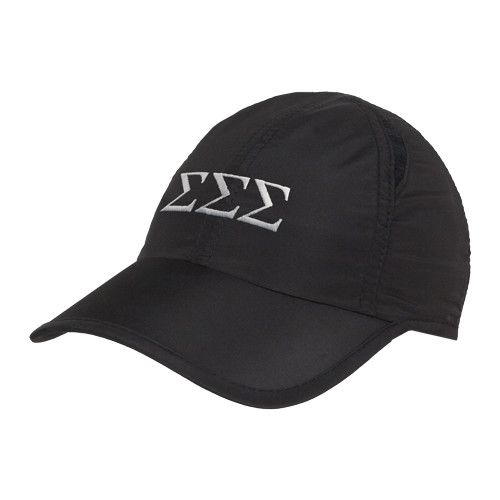 Womens Black Performance Cap-Greek Letters - One Color
