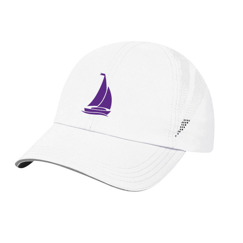 Womens White Performance Cap-Sailboat