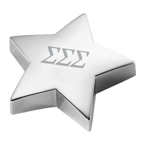 Silver Star Paperweight-Greek Letters - One Color Engraved
