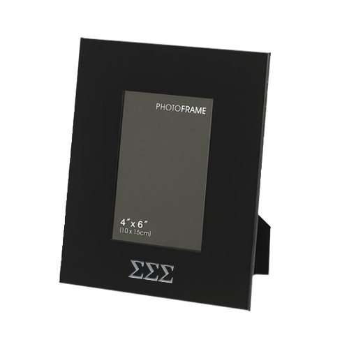 Black Metal 4 x 6 Photo Frame-Greek Letters - One Color Engraved