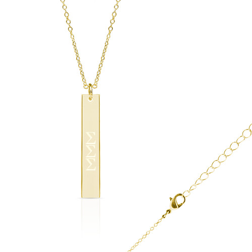 Olivia Sorelle Gold Drop Bar Necklace-Greek Letters Stacked Engraved