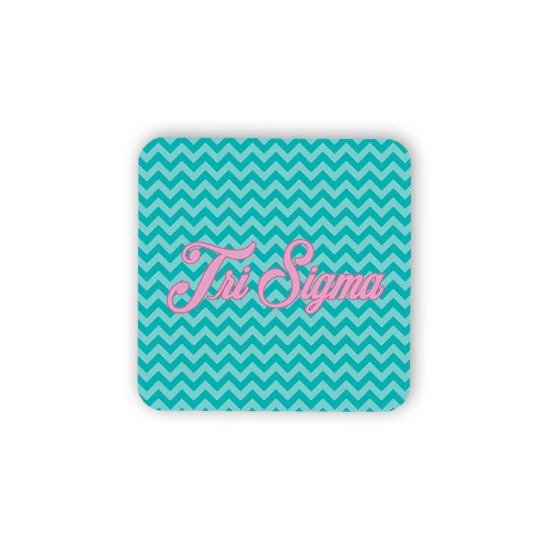Hardboard Coaster w/Cork Backing-Seaglass Chevron Pattern