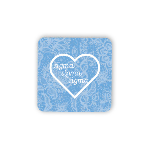 Hardboard Coaster w/Cork Backing-Blue Lace Pattern