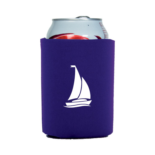 Neoprene Purple Can Holder-Sailboat