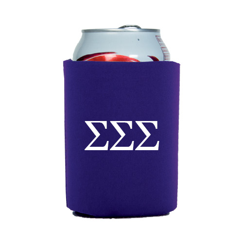Neoprene Purple Can Holder-Greek Letters - One Color