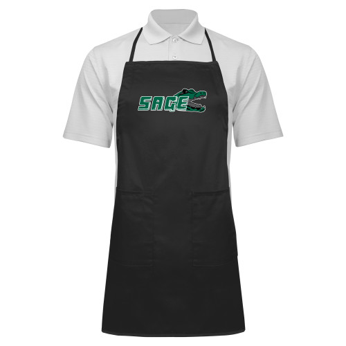  Full Length Black Apron - Sage w/Gator Head