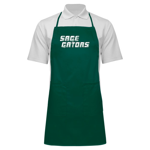  Full Length Dark Green Apron - Sage Gators Wordmark
