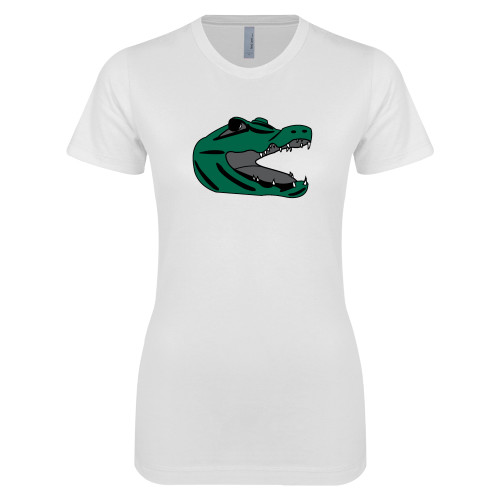  Next Level Womens White Boyfriend Tee - Gator Head