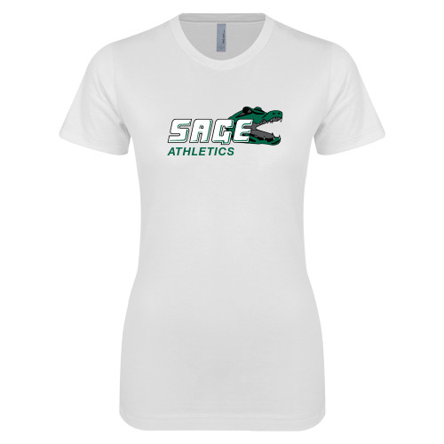  Next Level Womens White Boyfriend Tee - Athletics