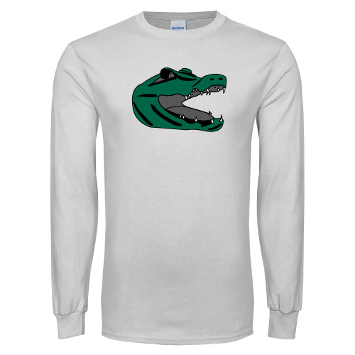  White Long Sleeve T Shirt - Gator Head