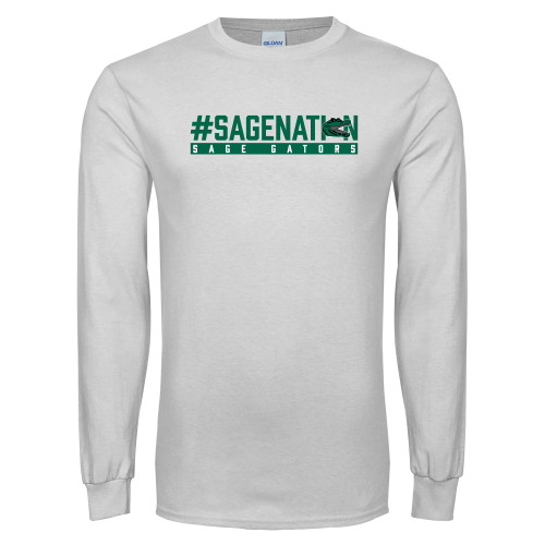  White Long Sleeve T Shirt - Sage Nation