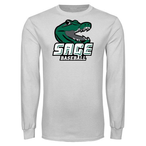 White Long Sleeve T Shirt - Baseball
