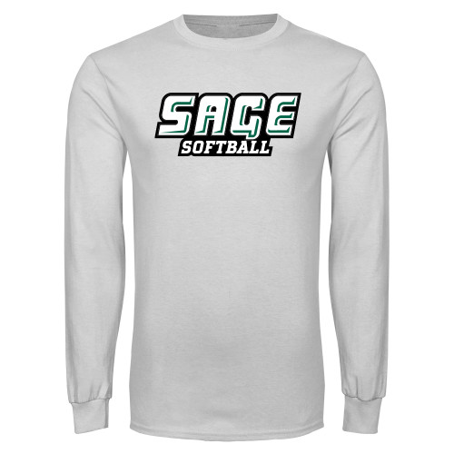 White Long Sleeve T Shirt - Softball