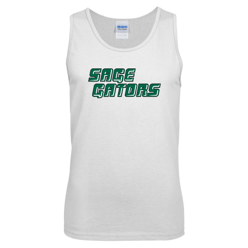  White Tank Top - Sage Gators Wordmark