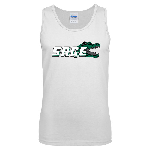  White Tank Top - Sage w/Gator Head