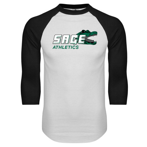  White/Black Raglan Baseball T Shirt - Athletics