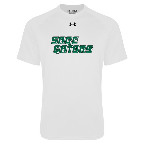  Under Armour White Tech Tee - Sage Gators Wordmark