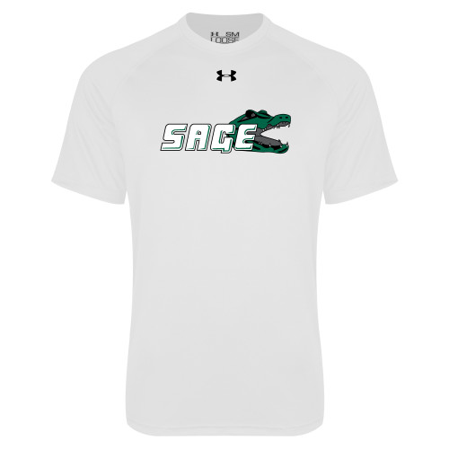  Under Armour White Tech Tee - Sage w/Gator Head