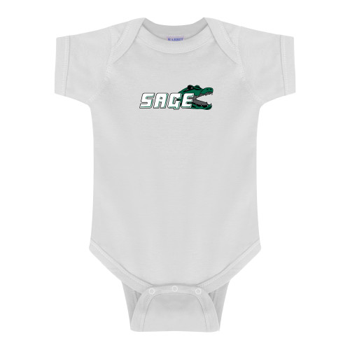  White Infant Onesie - Sage w/Gator Head