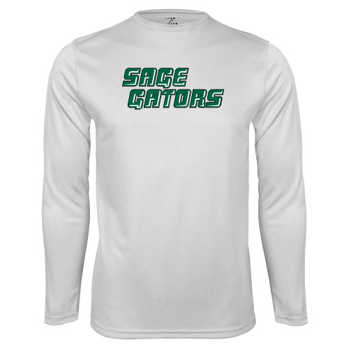  White Performance Long Sleeve Shirt - Sage Gators Wordmark