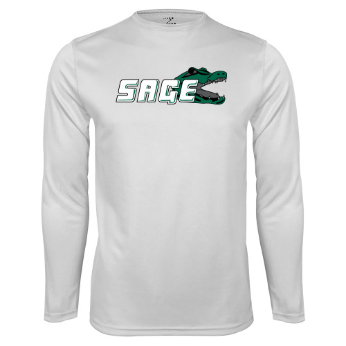  White Performance Long Sleeve Shirt - Sage w/Gator Head