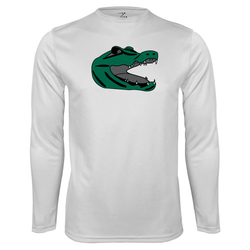  White Performance Long Sleeve Shirt - Gator Head