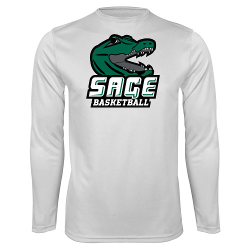  White Performance Long Sleeve Shirt - Basketball