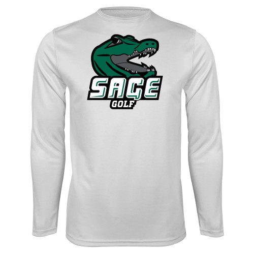  White Performance Long Sleeve Shirt - Golf