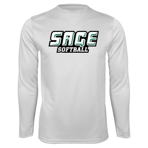  White Performance Long Sleeve Shirt - Softball