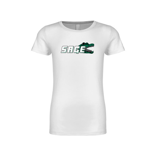  Next Level Girls White Fashion Fit T Shirt - Sage w/Gator Head