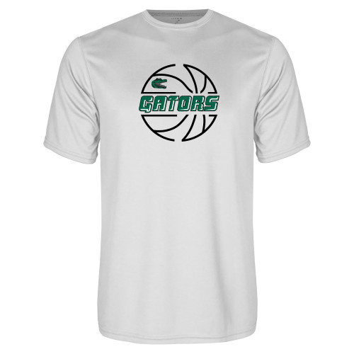  White Performance Tee - Basketball in Ball