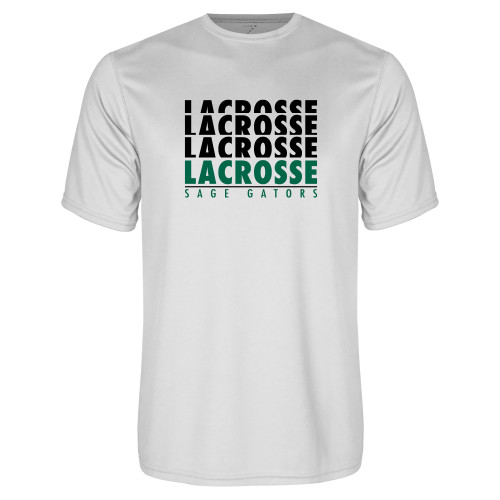  White Performance Tee - Lacrosse Repeating