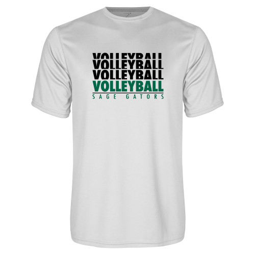  White Performance Tee - Volleyball Repeating
