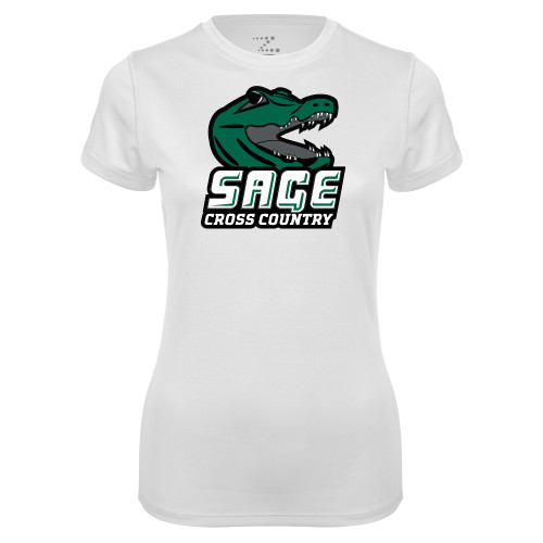  Womens White Performance Tee - Cross Country