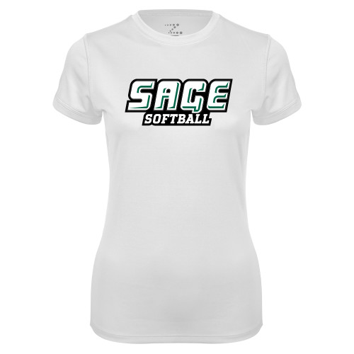  Womens White Performance Tee - Softball