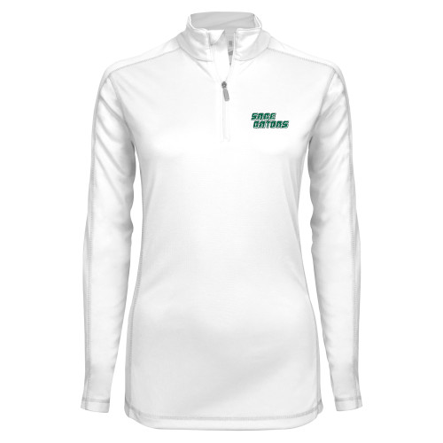  Syntrel Womens White Interlock 1/4 Zip - Sage Gators Wordmark