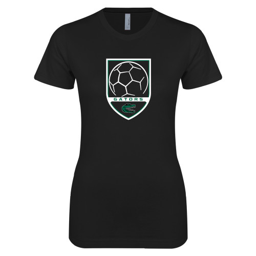  Next Level Womens Black Boyfriend Tee - Soccer Shield
