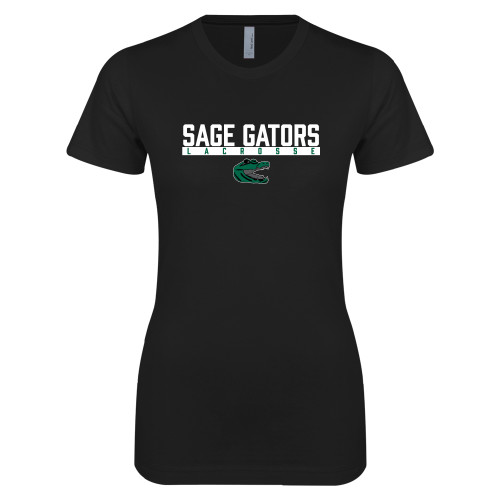  Next Level Womens Black Boyfriend Tee - Lacrosse in Bar