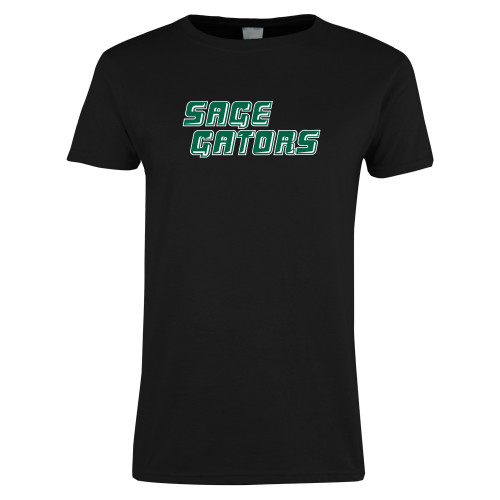  Womens Black Short Sleeve Tee - Sage Gators Wordmark
