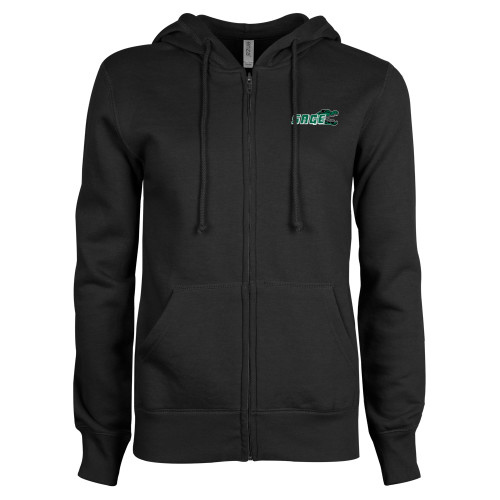  ENZA Womens Black Fleece Full Zip Hoodie - Sage w/Gator Head