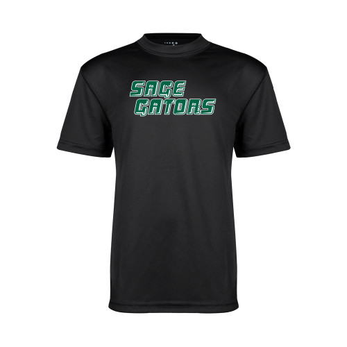  Youth Performance Black Tee - Sage Gators Wordmark