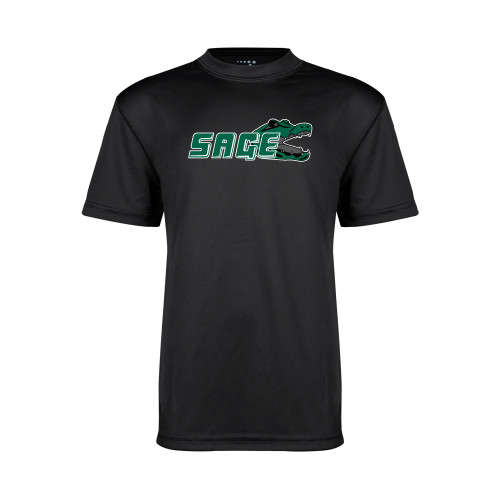  Youth Performance Black Tee - Sage w/Gator Head