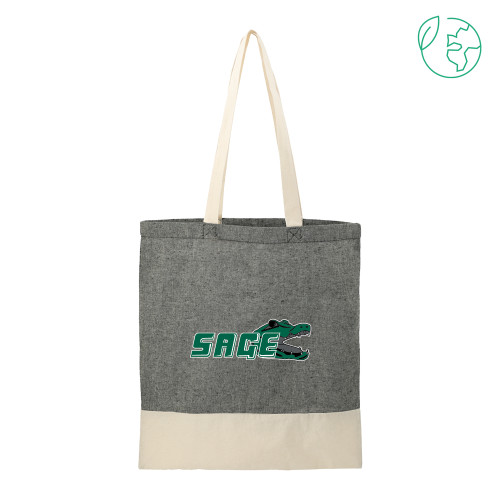  Split Recycled Black Cotton Twill Convention Tote - Sage w/Gator Head