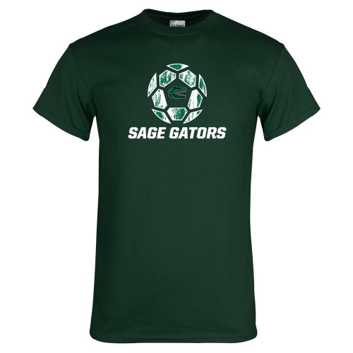  Dark Green T Shirt - Distressed Soccer Ball